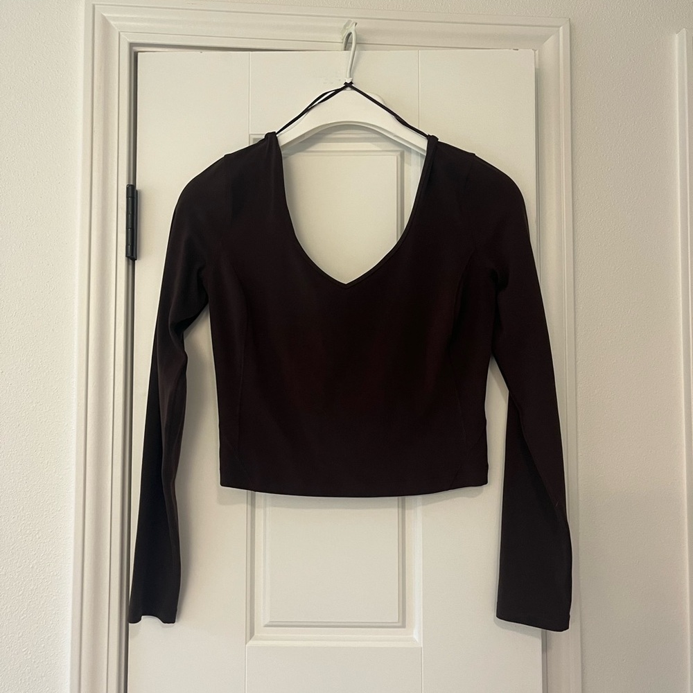 Elegant Brown Long Sleeve Top